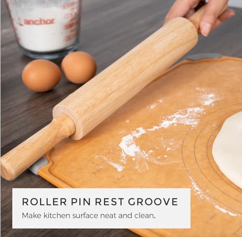 Elihome Essential Baking Pastry & Cutting Board for Kitchen, Wood Fiber Cutting Board for Kitchen, Knife Friendly, Dishwasher Safe, Non-Slip Feet, Juice Groove, Non-Porous, Eco Friendly, 15" x 18" - style: XL-18" x 15"