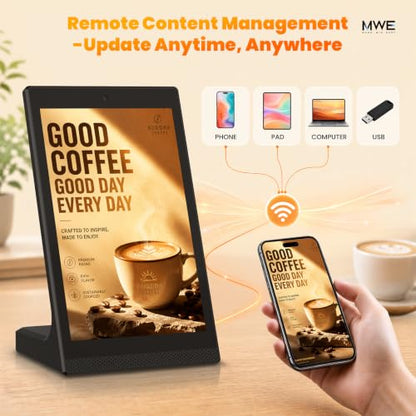 10.1 Inch Android Digital Signage Display, Tabletop Touchscreen Kiosk, Countertop Digital Menu Board with WiFi USB, Desktop Advertising Screen for Restaurants, Retail, Reception
