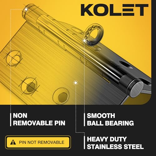 KOLET Ball Bearing Door Hinges, 4 x 4 Inches, Matte Black, 12 Pack - color: Matte Black, size: 12 Packs