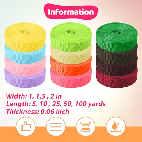 Polypropylene Webbing 1 Inch 1.5 inch 2 inch Nylon Webbing Straps, 5 10 25 50 100 Yards Webbing Strapping - color: Begie, size: 1.5 Inches x 50 Yards