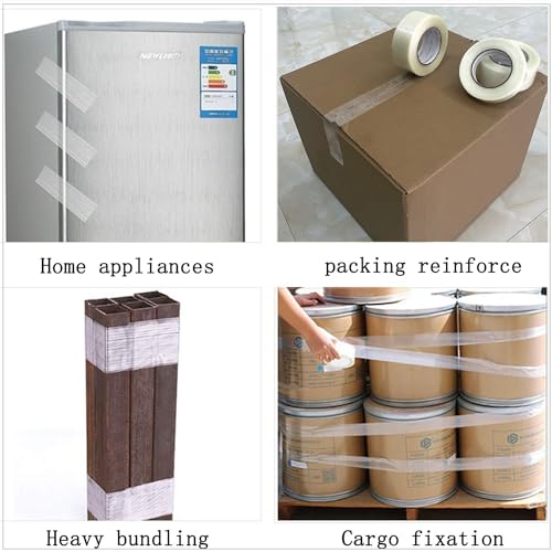CHUANGSEED 3Pack Mono Filament Strapping Tape 6.2mil x 1Inch x 60yds Commodity Grade Heavy Duty Transparent Reinforced Fiberglass Tape - size: Mono 1" x 60y 3-Pack