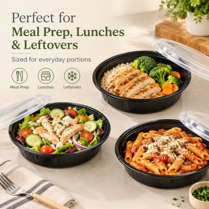 Glotoch Reusable Round Meal Prep Containers Bowls with Lids, 24 oz, 50 Pack - color: 24OZ-50Pack