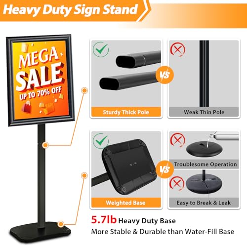 Sign Holder Stand 11x17 Inch, Heavy Duty Pedestal Floor Sign Stand - color: Black, size: 11x17 in