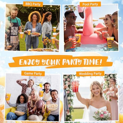 Jingmore 500pack 16oz Clear PET Plastic Cups Bulk, Sturdy Disposable Cold Drink Cups, Clear Reusable Party Drinking Tumblers with Reinforced Rim for Iced Coffee, Picnics, BBQ, Beverage, Commercial - size: 16oz