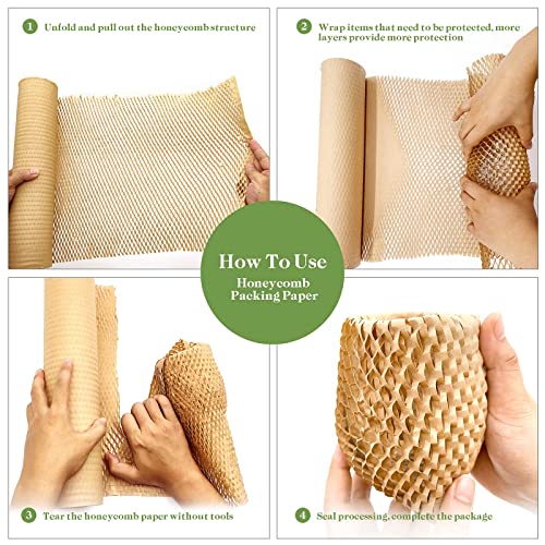 Honeycomb Packing Paper, 15" x 262' Honeycomb Cushioning Wrap Roll for Moving Shipping Packaging Gifts, Recyclable Honeycomb Paper Moving Supplies Bubble Paper Wrapping Protective Roll Khaki - size: 15" x 262'