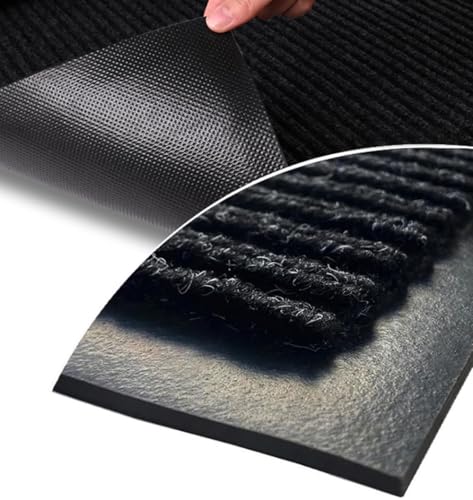 SRDDQLC Door Floor Mat Commercial Grade Large Size Heavy Duty Tough Entry Collection Slip Skid Entrance Mat with Rubber Backing Low Profile (Black, 4x6FT) - size: 4' x 6' (Rectangular)