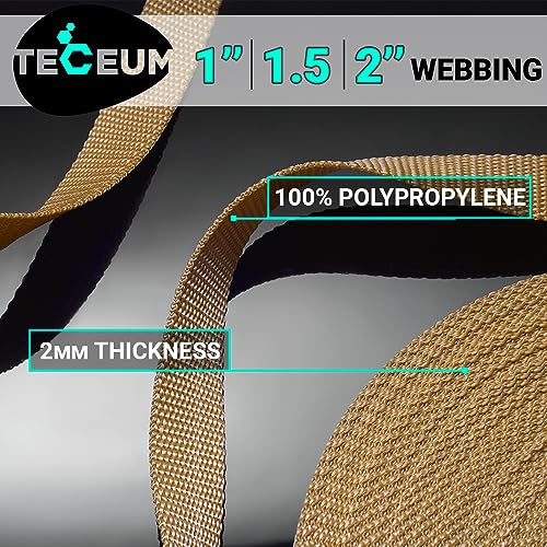TECEUM Webbing Strap, 3/4" to 2", 10-50 Yds, Multi-Color Heavy Duty Tape - color: Caramel, size: 1"- 10 yards