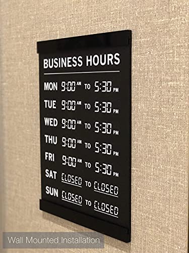 Kubik Letters Business Hours Sign With Vinyl for Numbers - Open Closed Sign for Stores and Restaurants - Glass Door Operation Hours