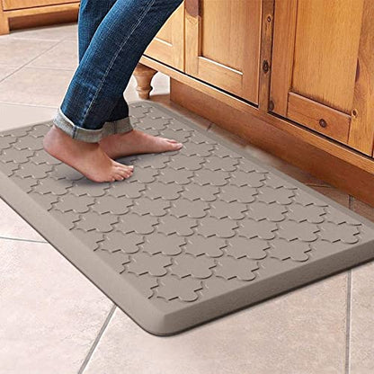 WISELIFE Kitchen Mat, Cushioned Anti Fatigue Floor Mat, 17.3"x28" Khaki - color: Khaki, size: 1'5" x 2'4" (Rectangular)