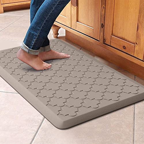 WISELIFE Kitchen Mat, Cushioned Anti Fatigue Floor Mat, 17.3"x28" Khaki - color: Khaki, size: 1'5" x 2'4" (Rectangular)