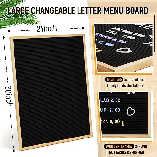 BBTO 1 Pcs Large Felt Letter Board Sign 24 x 30 Inch, Changeable Letter Board with Boxes, Large Felt Menu for Restaurant Announcements, Restaurant Menus (Black,Classic) - color: Black, size: Classic