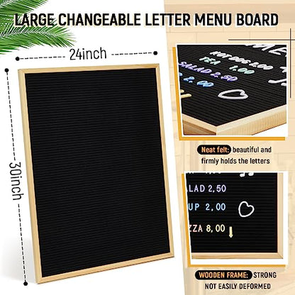 BBTO 1 Pcs Large Felt Letter Board Sign 24 x 30 Inch, Changeable Letter Board with Boxes, Large Felt Menu for Restaurant Announcements, Restaurant Menus (Black,Classic) - color: Black, size: Classic