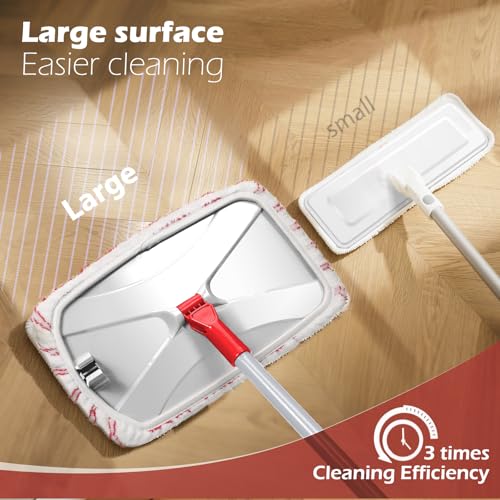 Masthome Extra Large Microfiber Flat Mop,Dust Mop with Cleaning Scraper - color: Red Extra Large