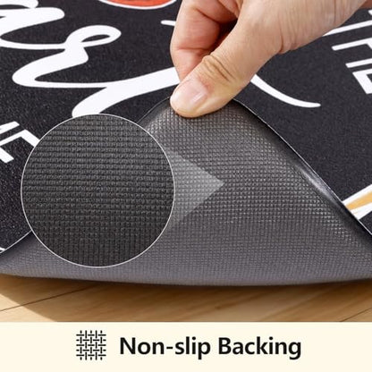 Yamaziot Anti Fatigue Kitchen Rug Set of 2, Non-Slip Cushioned Floor Mats - color: Black, size: 17.3"x27"+17.3"x 47"