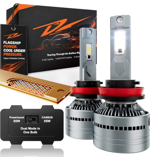 LUXSTER H11 H9 Dracarys 100000lm Dual Power LED Bulbs 6000K (2 Pack) - size: H11/H9/H8