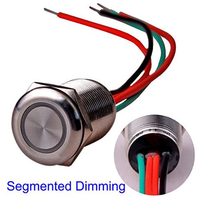 Touch Switch UT19F1 Segmented Dimming Switch DC 6V to 24V Blue LED Suitable for 19mm 3/4" Mounting Hole - color: Segmented Dimming