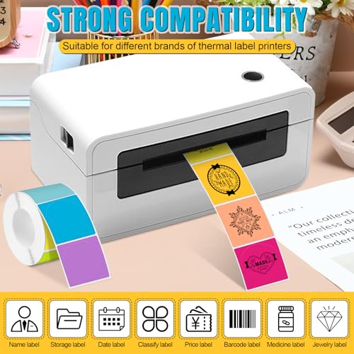 500 Pcs/ 1 Roll Thermal Sticker Labels, Round, 1.5 Inches, Vibrant - color: Vibrant, size: 1.5 Inches, style: Round