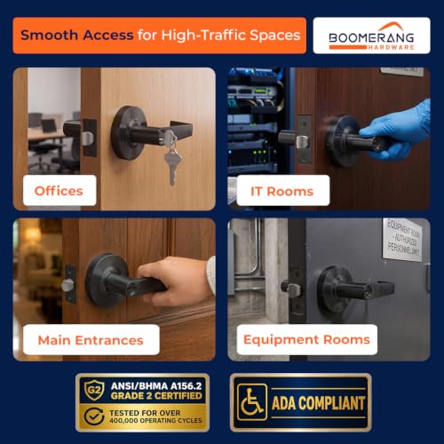 Boomerang Heavy-Duty Entry with Clutch Function Commercial Lever Door Lock - color: Matte Black (US19), style: Entrance w/ Clutch
