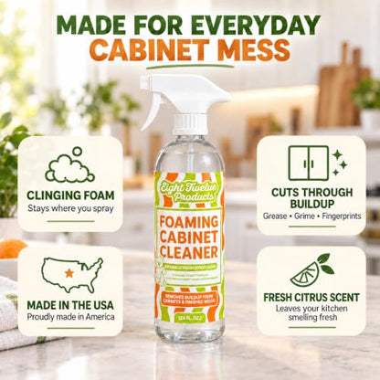 812 Foaming Cabinet Cleaner – Kitchen & Countertop Degreaser Removes Grease, Grime & Buildup from Painted Cabinets, Finished Wood & Backsplashes | No Wax or Residue | Made in America | 24oz
