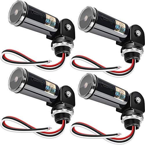 4 Pack Dusk to Dawn Sensor for Outdoor Lighting, 120-277V Photoelectric Switch, UL Listed Photocell Light Sensor Hardwired, IP65 Photocell with Swivel Mount for Most Outdoor Lighting Fixtures - size: 4 Pack