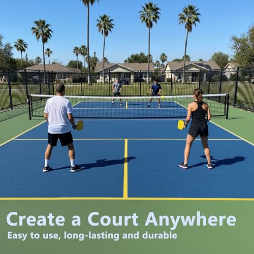 Pickleball Court Tape - 2" x 262 ft Professional Pickleball Marking Kit Yellow Tape for Temporary Court Lines with No Residue Durable Floor Marking Tape for Gym, Driveway, Backyard - size: 2 PCS