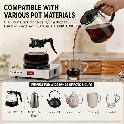 Commercial Coffee Pot Warmer 176℉, Stainless Steel Single Burner Plate