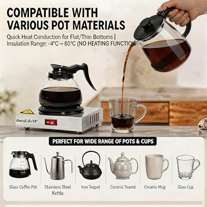 Commercial Coffee Pot Warmer 176℉, Stainless Steel Single Burner Plate