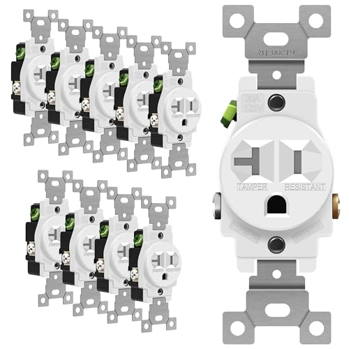 ENERLITES 20-Amp 125-Volt Single Receptacle Outlet Tamper-Resistant, White - color: White, size: 10 Pack