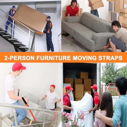 Moving Straps, 2-Person Adjustable Shoulder Moving Lifting Straps and 1-Person Handle Lifting System, Safety Easily for Moving Furniture, Appliances, Mattresses Heavy Objects up to 880lbs - color: Orange