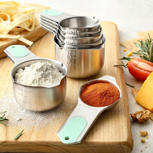 Spring Chef Magnetic Measuring Cups & Spoons Set of 15 with Levelers, Mint - color: Mint