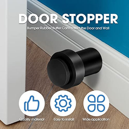 Chumia 6 Pcs Floor Mounted Door Stopper Stainless Steel,Black - color: Black