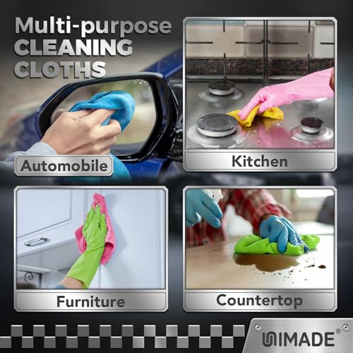 UNIMADE Microfiber Cleaning Cloth, 24 Pack Reusable Microfiber Towels - color: Multicolor, size: 24pk