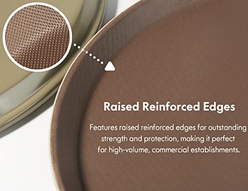 CURTA 2-Pack Restaurant Grade Non-Slip Tray, NSF, 22 Inch x 16 Inch, Plastic Rubber Lined Rectangular Serving Tray, Brown - color: Brown-rectangular, size: 16 Inch x 22 Inch
