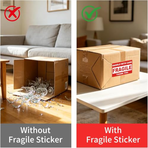 3"×5" Fragile Stickers,500 Labels Per Roll, 8 Rolls - size: 3" x 5" - 8 Rolls
