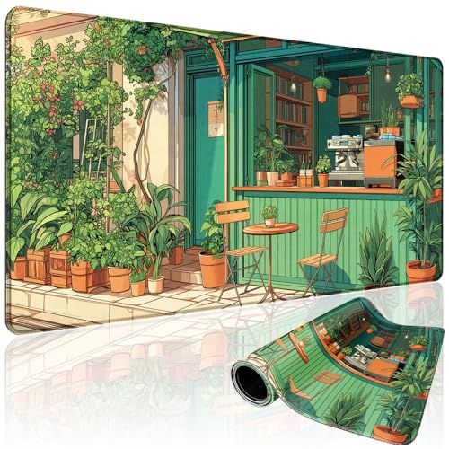 Gaming Mouse Pad Desk Mat 31.5"x15.7" Japanese Coffee Shop - color: Coffee Shop