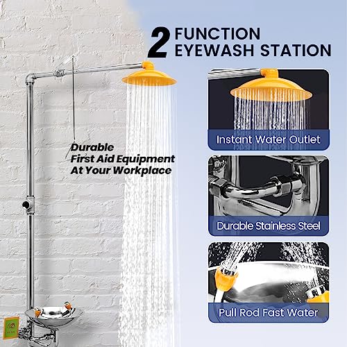 Emergency Eye Wash Station, Integrated Eyewash and Shower System