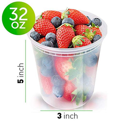 Glotoch Express 48 Sets (Mixed)32/16/8oz Deli Containers with Lids,BPA-Free - size: Mix(8&16&32 oz) - 48 Sets