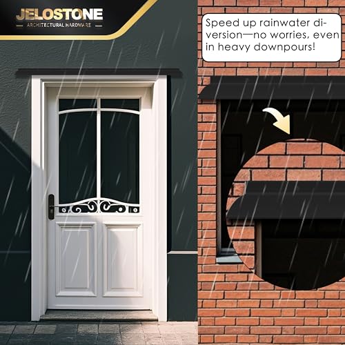 52" L x 2.5" W Commercial Grade Door Rain Drip Guard (Black)- UL Rated Over Door and Window Drip Cap Rain Deflector - Drip Edge Roof Rain Diverter Guards House - JS-346RD, Black Anodized - color: Black Anodized