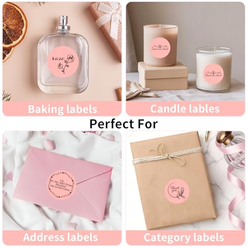 500 Labels/Roll 2" Pink Round Thermal Labels, Waterproof Circle Blank Thermal Sticker Compatible with Direct Thermal Label Printers for DIY Logo Designs, Thank You, Small Business - color: Pastel Pink, size: 2 Inch