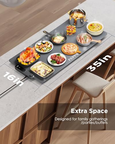 FEPPO Food Warming Mat, 35"x16" Food Warmers for Parties Buffet - color: Gray, size: 2XL Large: 35“x16"