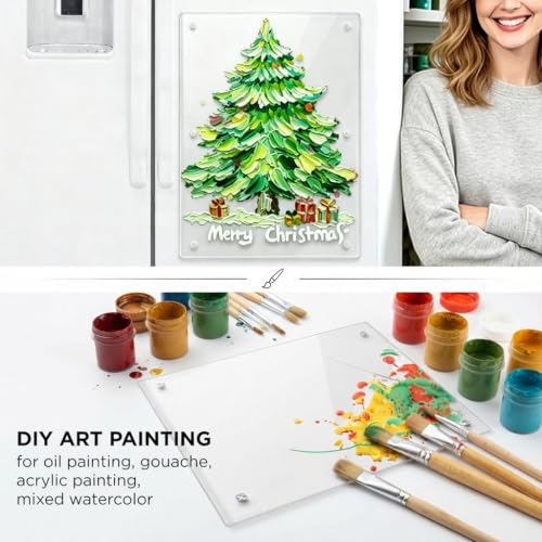 Acrylic Note Board Refrigerator Dry Erase Board Magnetic Clear 15”x11 Includes 4 Dry Erase Markers - size: Magnetic 15“x11”
