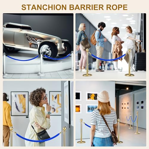MECCANIXITY Twisted Stanchion Rope 5Ft/1.5M Barrier Rope w Hooks - color: Blue Golden, size: 5 Ft