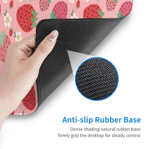 Strawberry Mouse Pad XL Large Mousepad Non Slip Rubber Base Desk Mat for Laptop Computer Gaming 31.5" X 12" - color: Strawberry