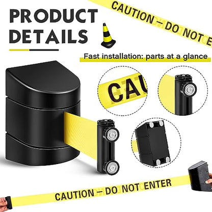 Barydat 1 Pcs 16.4 ft Retractable Barrier, Caution Do Not Enter, Black - color: Black, size: Caution Do Not Enter