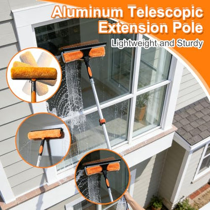 26FT Window Washing Kit, Squeegee with Telescopic Extension Pole - size: 5-20FT