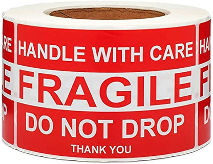 SJPACK Large Fragile Stickers 4'' x 6'' Eye-catching Fragile - Handle with Care - Do Not Drop - Thank You Shipping Labels(500 Labels/Roll) (6 Rolls) - size: 6 Rolls