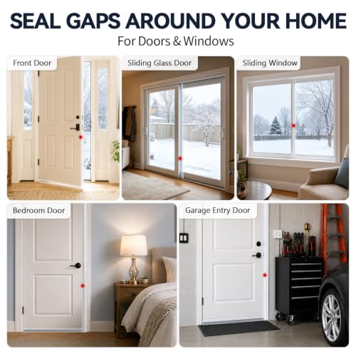 Self-Adhesive Silicone Weather Stripping Door Seal, 1.8" W x 33 ft - size: 1.8" W x 33 ft