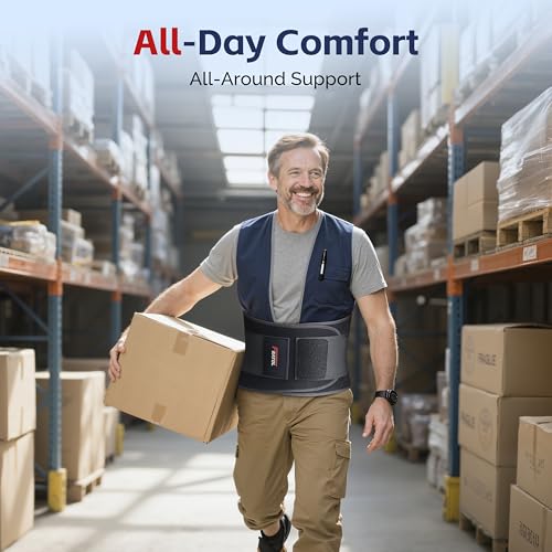 FEATOL Back Brace for Men & Women Lower Back, Lumbar Support Belt-Back Pain - size: 3X-Large (Pack of 1), style: Black