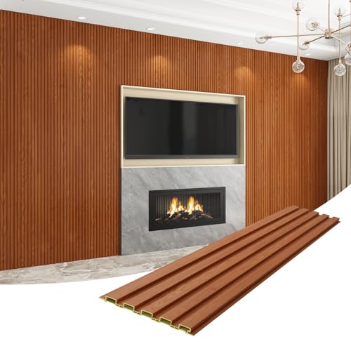 Slat Wall Panel 8-Pack, 108’’x6.3’’, Teak - size: 108’’x6.3’’-Teak