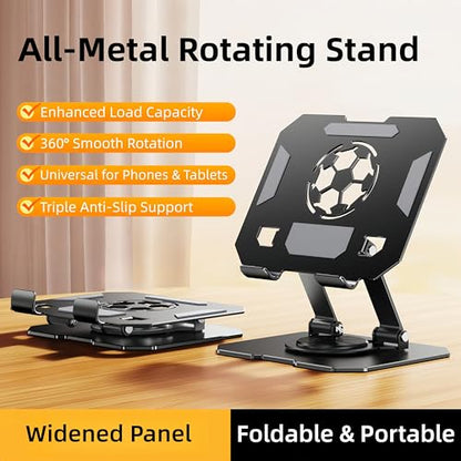 360° Rotatable Metal Tablet Stand(Backboard Soccer Cutout Design), Adjustable Folding Desktop Stand for iPad/iPhone/Switch, Universal Use for Office/Movie/Studying/Drawing/Gaming, Black - color: World Cup Stand - Black